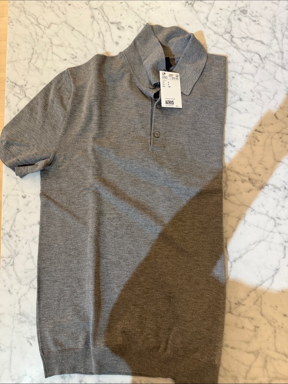 H&M Grey Short-Sleeve Polo Shirt